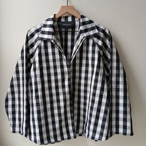 Lafayette 148 Cotton Jacket Black White Gingham Plaid Women's Small